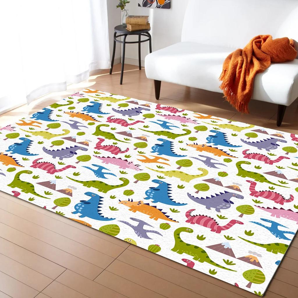 Cartoon Dinosaur Area Rugs Dino Carpet Non Slip Dinosaur Floor Mat for Playroom Classroom Kidroom Decor Children's Crawling Mat