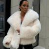 Women Flip Collar Plush Coat Fluffy Faux Fur Luxury Style Loose Warm Solid Color Short Jacket Fashion Outerwear Autumn Winter