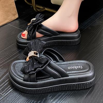 Универсальные крутые тапочки для женщин на лето с толстой подошвой и бантами