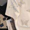Short Sleeve Knitted T-shirts Women Summer Pullover Top Loose Chic Butterfly Nail Bead Fashion Casual Soft Women's Clothing