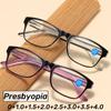 Women Men's Reading Glass Vintage Anti Blue Light Glasses Anti Fatigue Finished Prescription Far Sight Presbyopia Eyeglasses+4.0