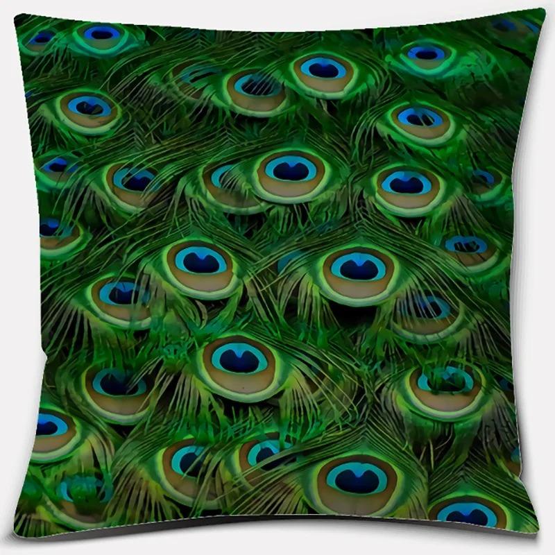 Peacock Feather Pattern Pillowcase Interior Decoration Office Living Room Home Pillowcase