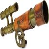 A Vintage Marine Gift Functional Instrument Collectibles Table Decor Leather, Brass Telescope