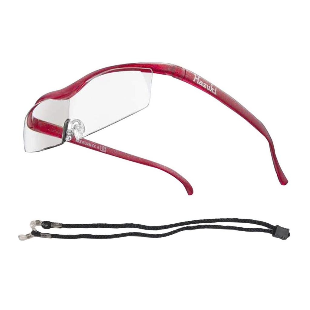 Hazuki Compact Clear Lens Colors with Neck Strap Perfect Birthday Gift Loupe, 1.6x Magnification, (9 Available), (Ruby),