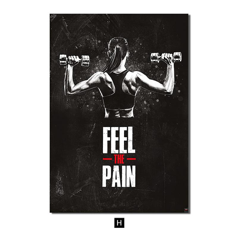 Постеры для фитнеса, мужчины и женщины, черно-белые современные холсты, настенные художественные принты, живопись, мотивирующие цитаты, картина для спортзала, украшение для дома
