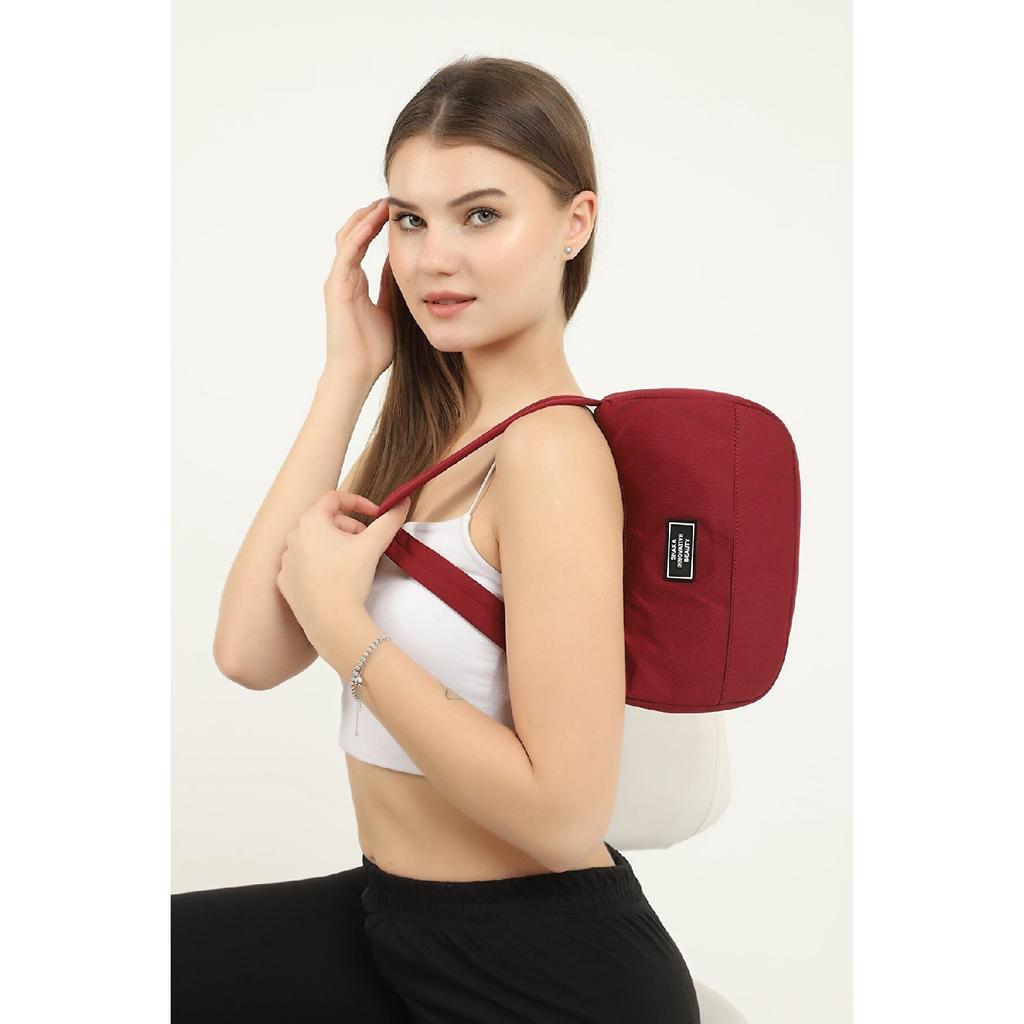 Black U11 Single Zipper Compartment Daily Sports Baguette Canvas Fabric Women's Hand And Shoulder Bag B:16E: 26