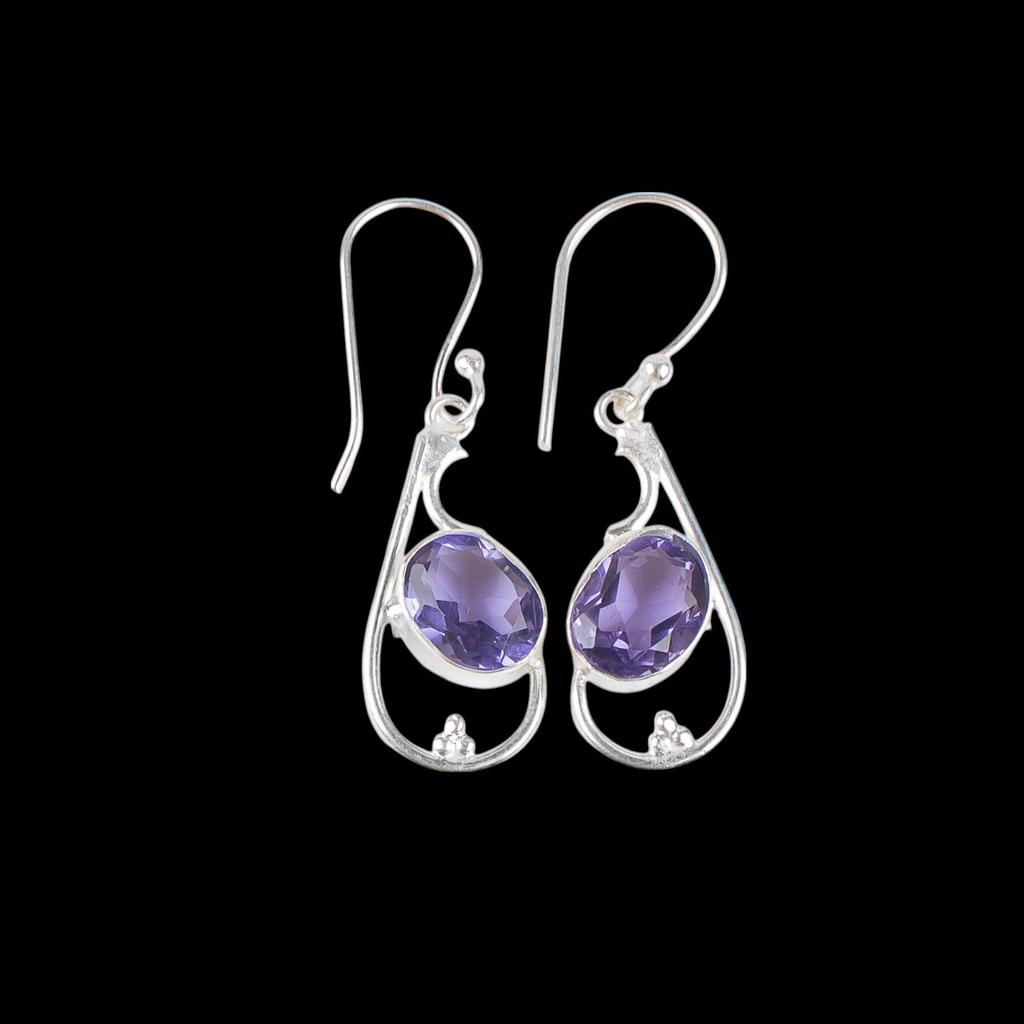 Иолит Драгоценный камень 925 Стерлинговое серебро Ювелирные изделия Ручной работы Серьги 1,60" Для женщин EE-49-2