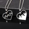Couple Love Heart Flame Pendant Necklace Sets Gothic Punk Hip Hop Hallow Heart Fire Clavicle Necklace Stainless Steel Jewerly