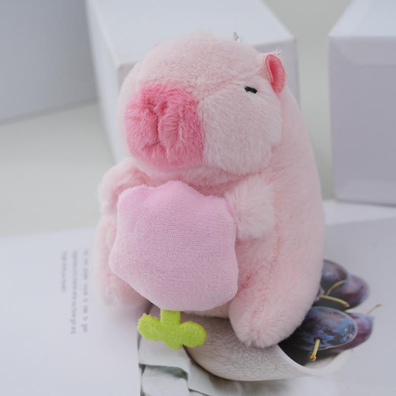 Pink KapiBala Pendant Water Guinea Pig Keychain Bag Pendant Cute Internet Celebrity Plush Toy Doll Ideal For Gift Idea