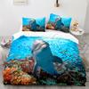Пододеяльник Дельфин Размер Кинг-сайз Квин-сайз Прекрасный Постельный Комплект Морская Жизнь Для Детей Мальчиков Девочек Милый Океанский Животный 2/3шт Полиэстеровый Пододеяльник