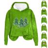 Женская модная повседневная толстовка с капюшоном и длинным рукавом из фланели с рождественским принтом