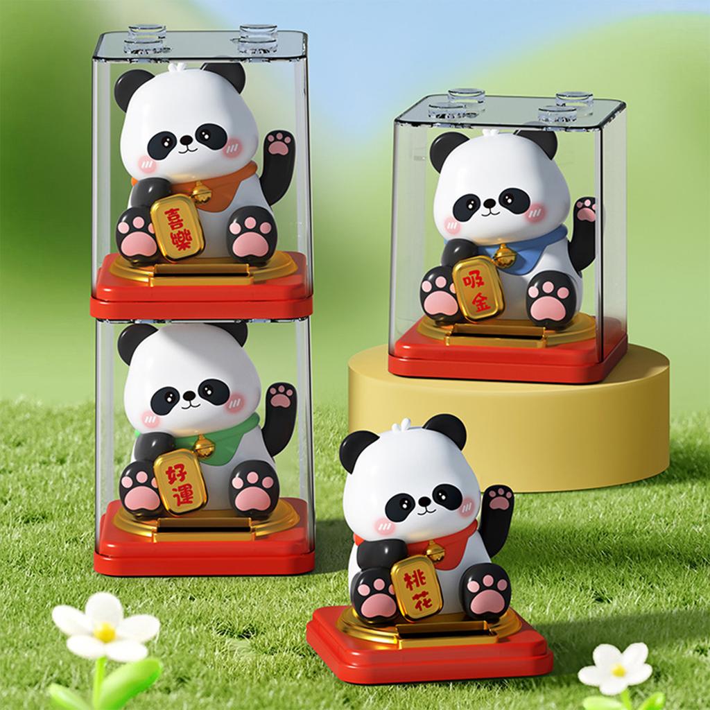 3-дюймовый панда на солнечной батарее, украшение для автомобиля, подарок на удачу, автоматическое качание рукой, подарок на открытие бизнеса, солнечная панда, счастливый талисман
