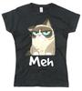 Womens Funny T Shirt Grumpy Cat Meh Female Fit Funny Cotton