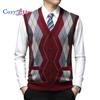 Men's Sweater Vest Cardigan Button Front Knitwear Contrast Color Argyle Sweater Vest