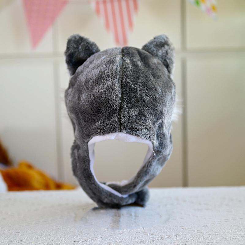Милая плюшевая шапка в виде волка, милая ветрозащитная теплая шапка, нарядная зимняя защитная шапка для ушей