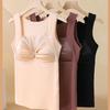 Autumn Winter New Lace Bra Women's Tank Top Integrated Heat-Resisting Plush Thickened and Traceless Warm Underwear Sleeveless