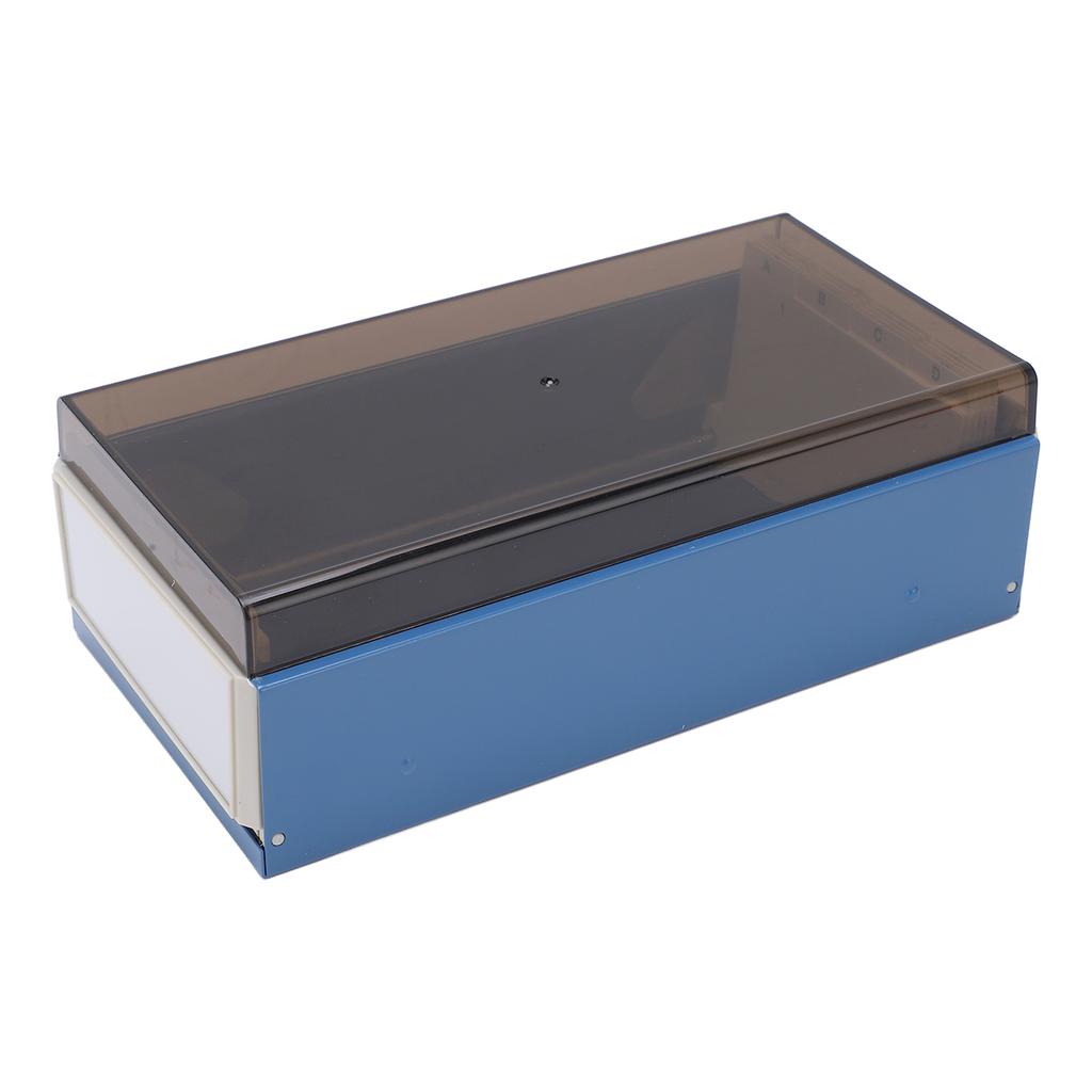 Index Card Holder Blue Extendable End Enlarged Space Transparent Plastic Sliding Design Desk Credit