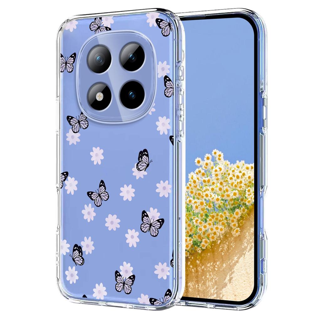 For Xiaomi Redmi Note 15 Pro+ 5G Case Butterfly Floral Pattern Printing TPU Phone Back Cover