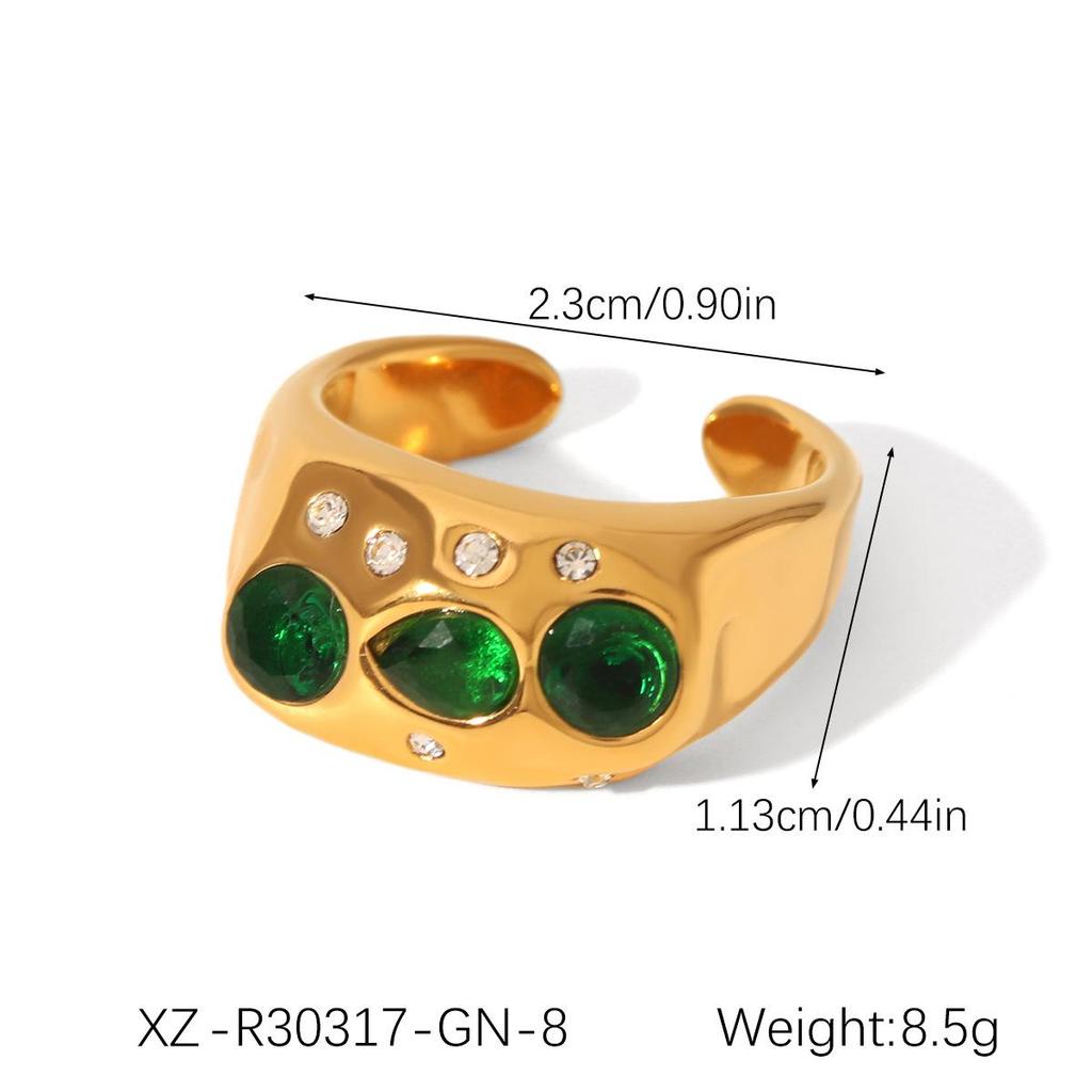 Эксклюзивное открытое кольцо из титановой стали с цирконом в форме сердца для женщин - Европейский и американский хай-энд, не тускнеет