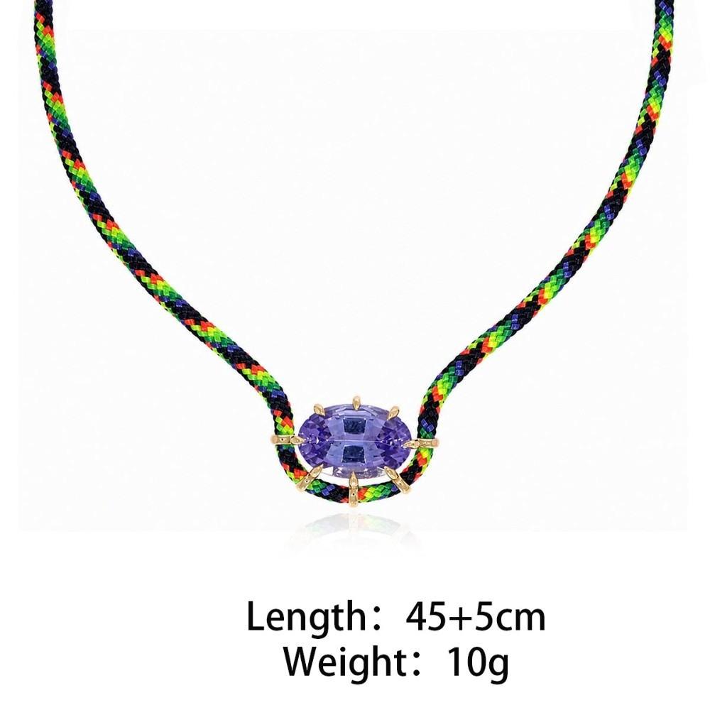 Colorful Colorful Zincon Braided Rope Necklaces Jewelry Gift Gemstone Cord Necklace Women