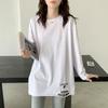 Hole Embroidered Bottoming Shirt for Women Autumn and Winter Plus Velvet 2024 New Loose Cotton Long-sleeved T-shirt Thickened Inner