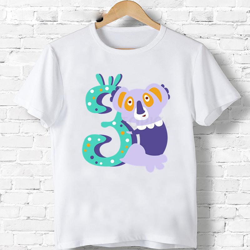 Детская футболка для мальчиков и девочек, футболка с принтом «С днем ​​рождения», цифра 1–9, детская футболка с рисунком льва и жирафа, детская подарочная одежда