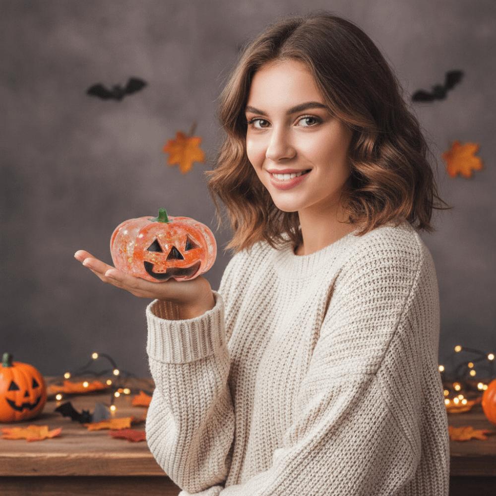 Bright Colors Halloween Shiny Fidget Toy Soft Pumpkin Shaped Squishy Toy Anti-stress