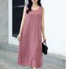 Летнее платье без рукавов, женское эластичное однотонное повседневное длинное платье больших размеров