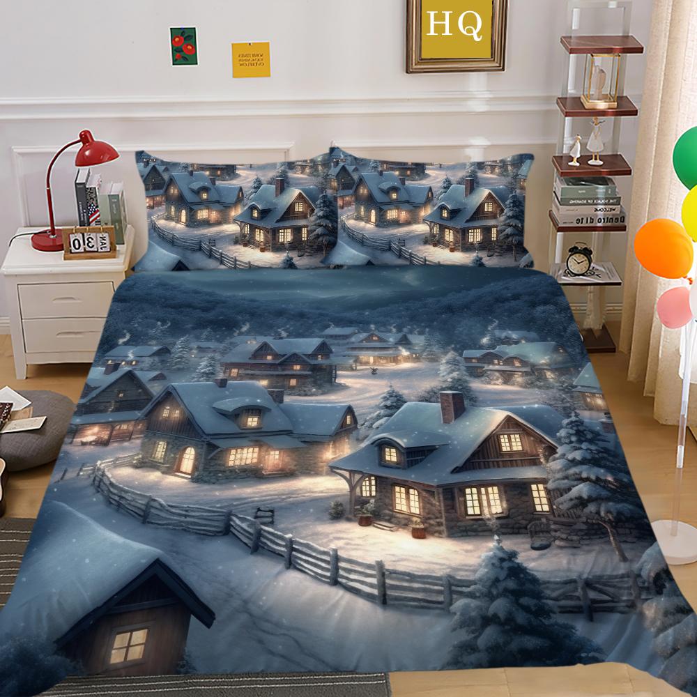 Домашнее постельное белье с рождественским принтом, королевский размер, полиэстеровая постельная одежда, детские милые покрывала высокого качества высокого качества