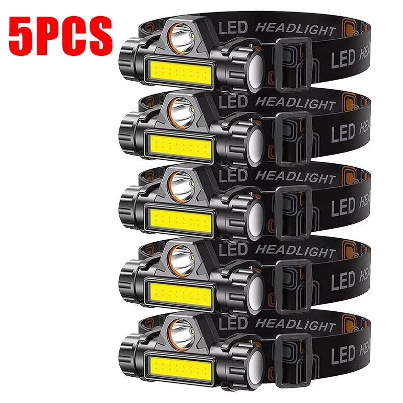 Суперяркий перезаряжаемый налобный фонарь COB LED, магнитный, USB, для кемпинга, походов, рыбалки, долгий срок службы батареи, водонепроницаемый