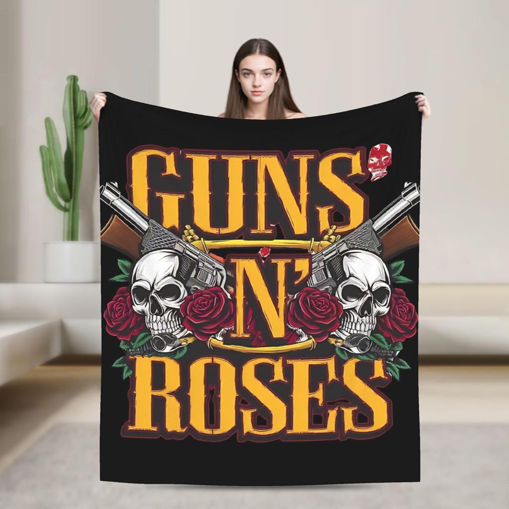 Guns N Roses Band Warm Soft Blanket Travel Office Plush Throw Blanket Novelty Couch Chair Flannel Bedspread Sofa Bed Cover