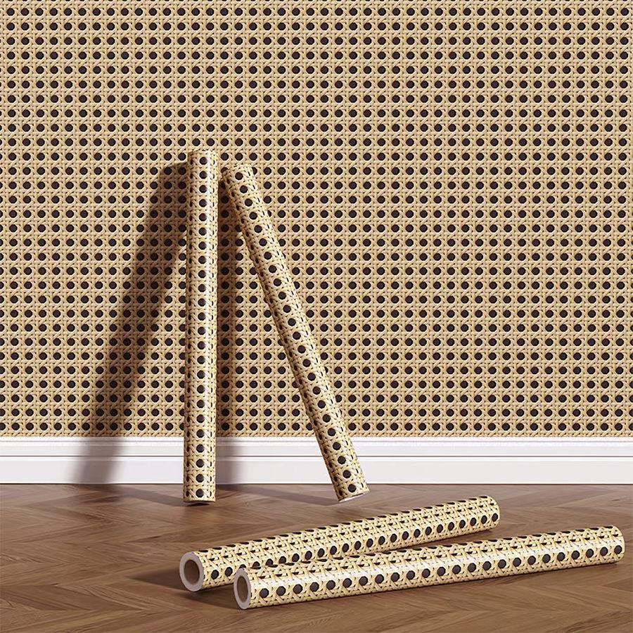 Водонепроницаемая самоклеящаяся наклейка из бамбукового плетения для шкафов, тумбочек или столешниц - Пленка, меняющая цвет, для реновации