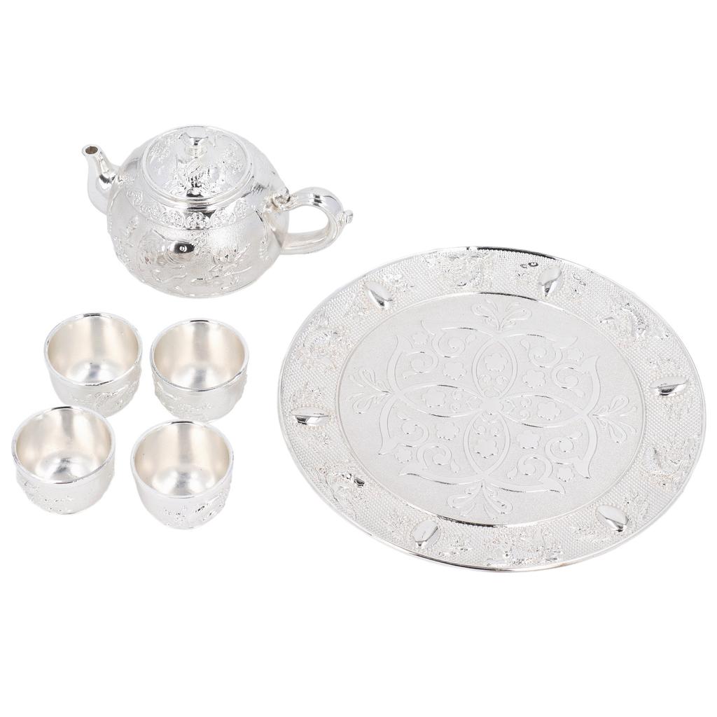 Zinc Alloy Tea Set Rustproof High Temperature Resistant Electroplated Vintage Tea Pot and Cup Set