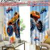 2D FLAT PRINTING 2pcs Curtains (Without Rod) Flying Monster Trucks Print Chic Curtains Versatile Polyester Curtains Valentine