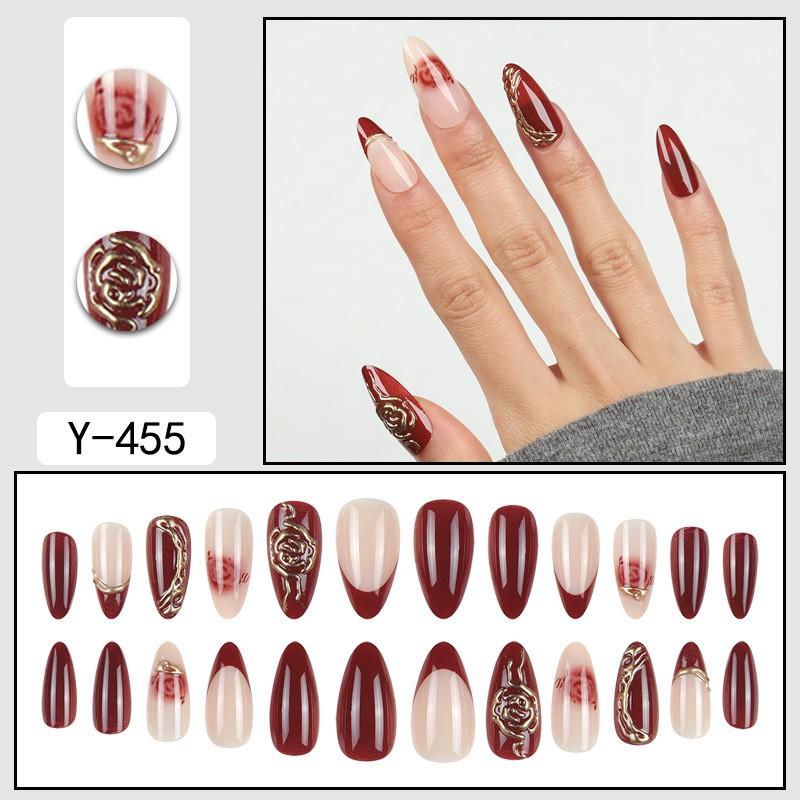 Short Press-On Nails Set With Floral Design Minimalist False Women Wearable Nail Tips In Multiple Colors