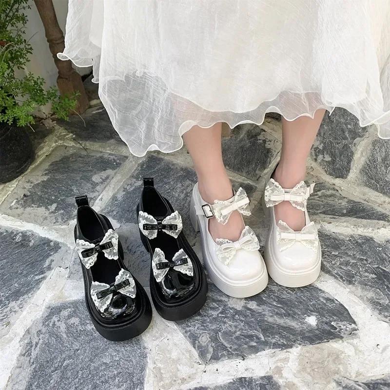 Модные женские туфли 2024 года, горячая распродажа, туфли Мэри Джейн с бантом-бабочкой для офиса и карьеры, новые туфли с круглым носком и пряжкой на высоком каблуке Zapatos