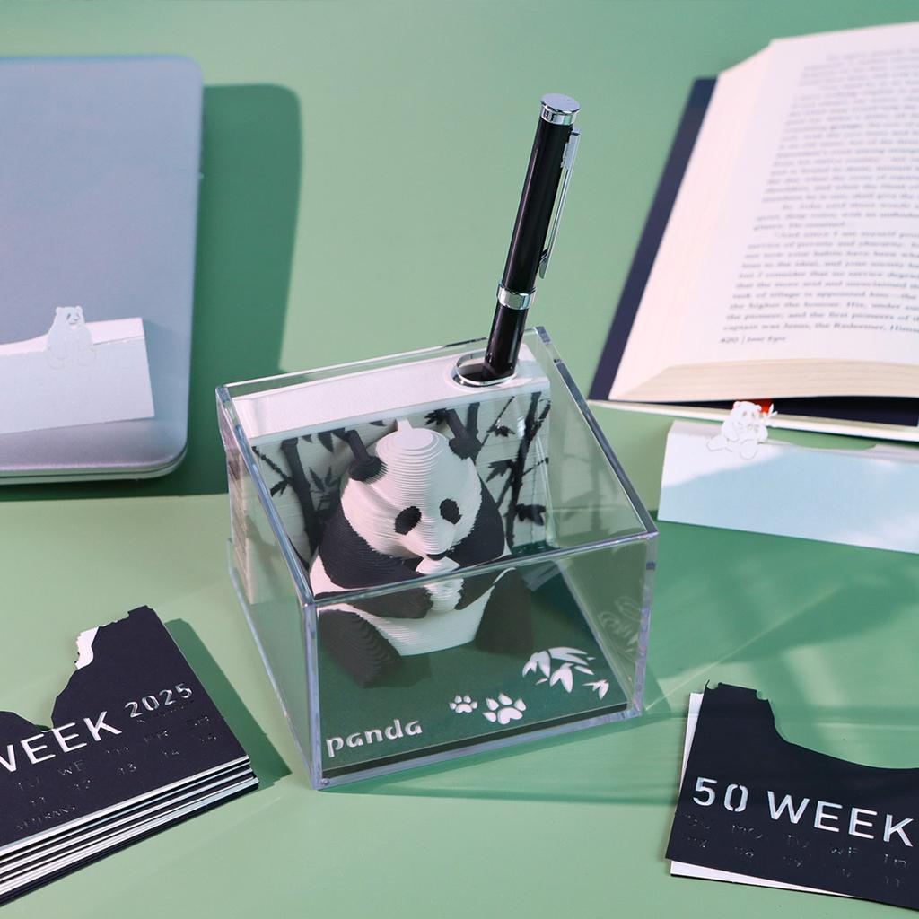 217 Sheets Paper Carving Art 3D Non-Stick Sticky Note Pad Original Paper Card Crafts Panda 3D Notepad Tear-Away DIY Notes