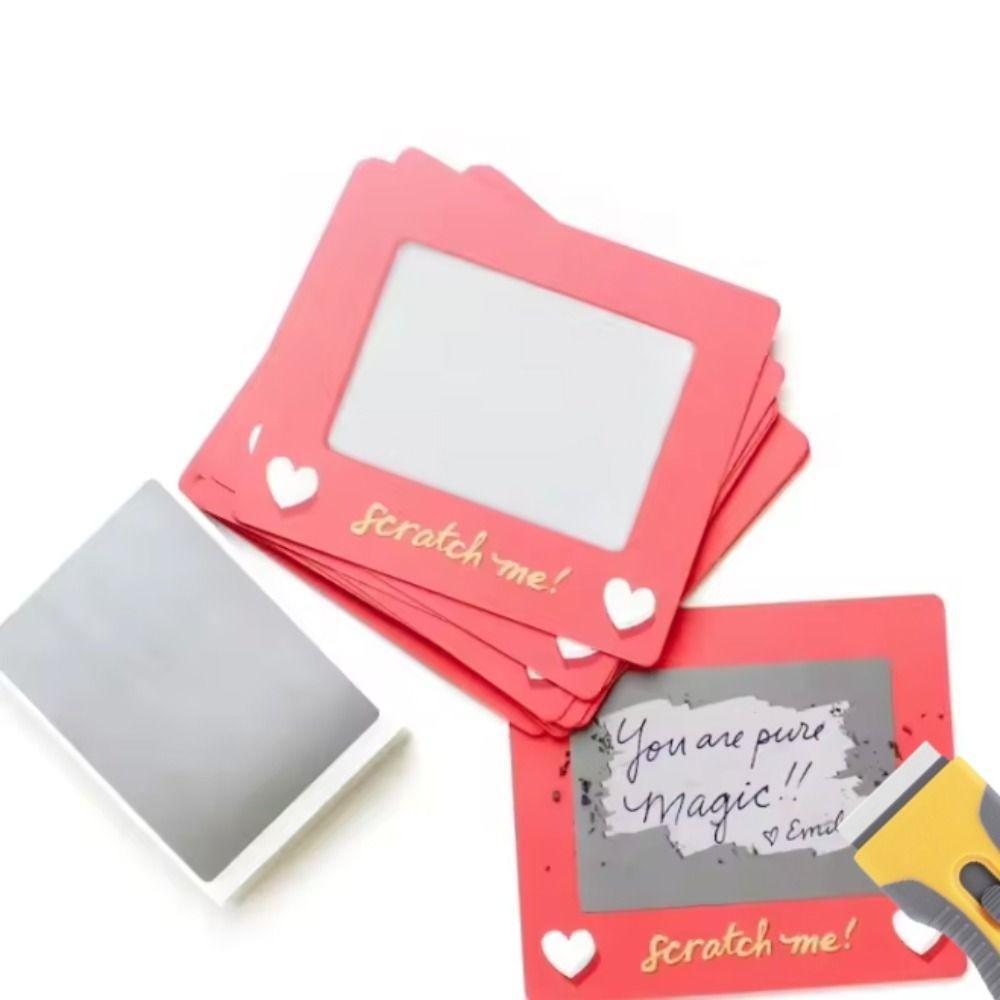 10pcs DIY Valentine's Day Scratch-off Card Red Anniversary Game Tickets Confession of Love