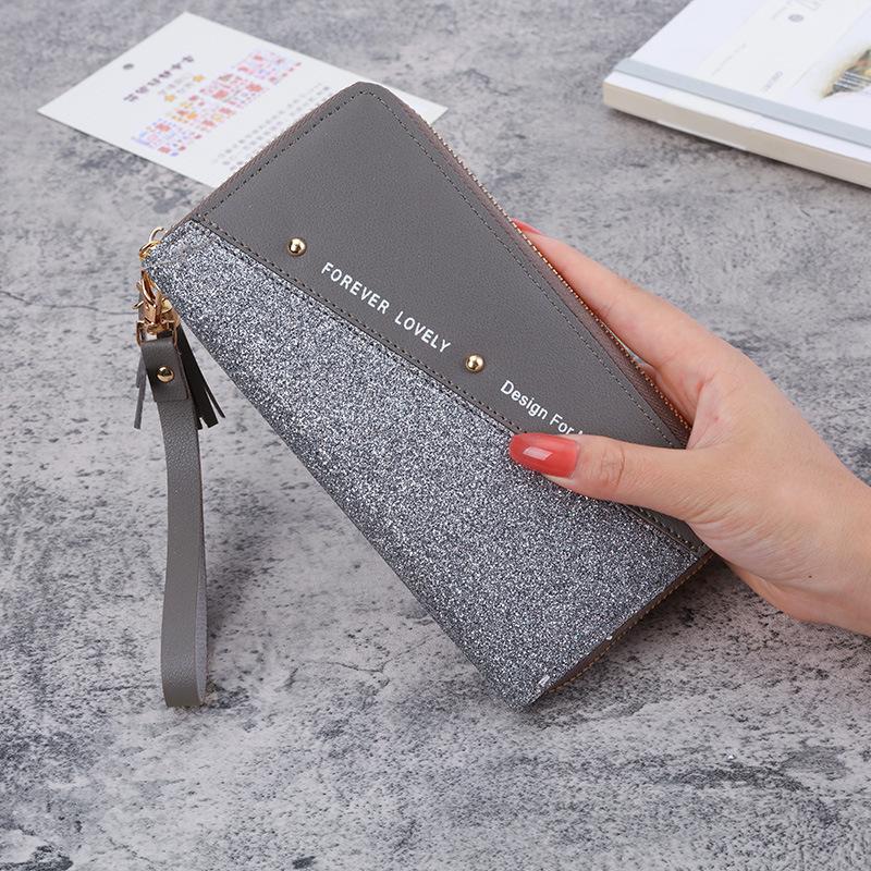 Fashion Women's Wallets Pu Leather Long Sequins Patchwork Glitter Wallet Coin Purse Female Wallets Girls Gifts
