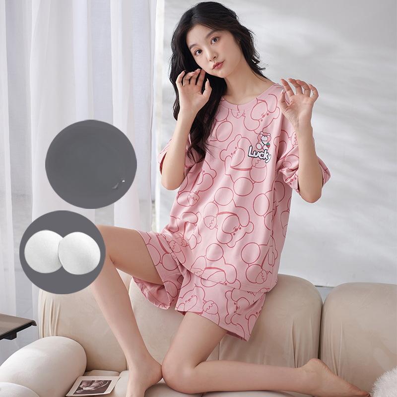 Пижама женская летняя с подушками, милые и симпатичные шорты, можно носить поверх хлопкового костюма с короткими рукавами, домашняя одежда