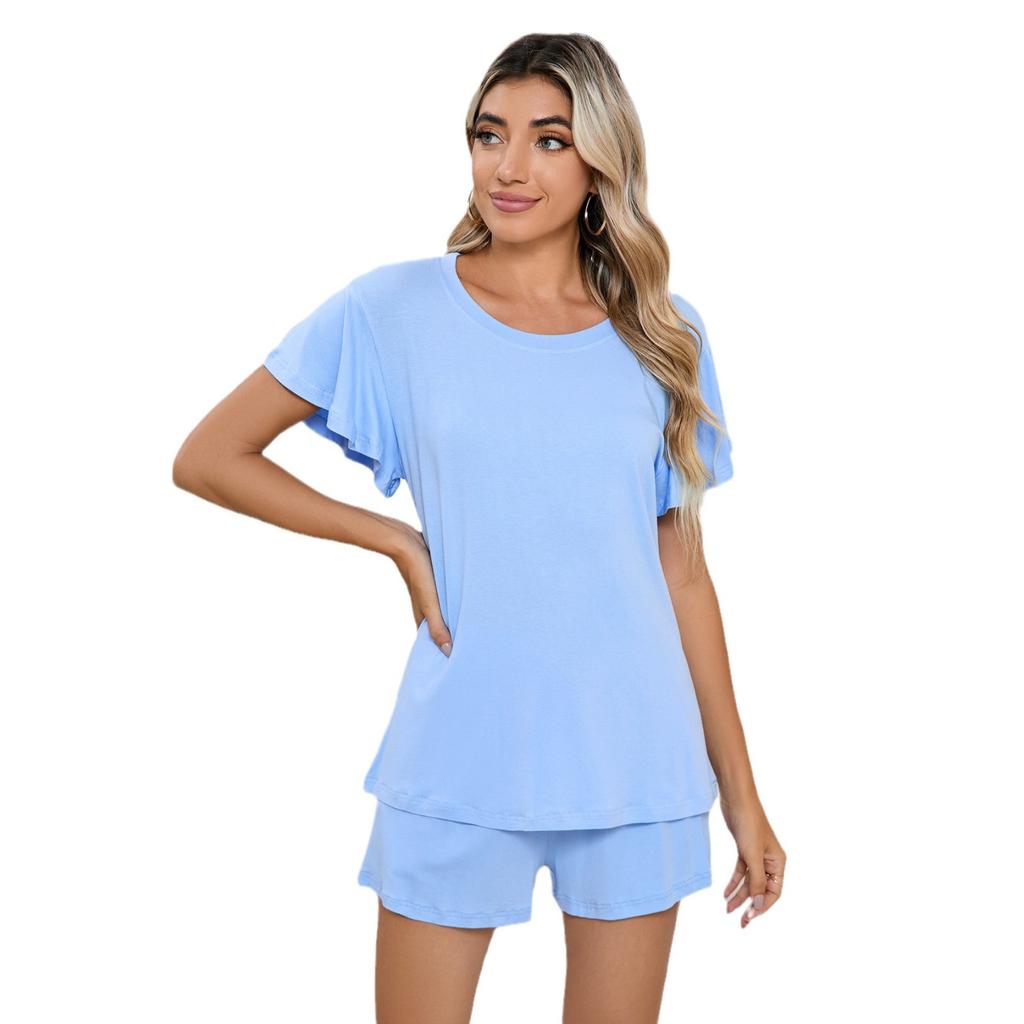 Плюс Размер Женская Круглая горловина Повседневная Домашняя Одежда Короткие Рукава Шорты Пижамный Комплект