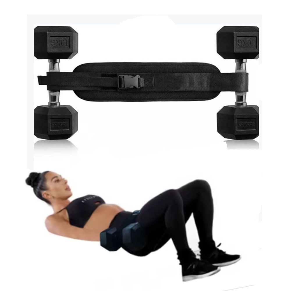 Non-Slip Grip Heavy-Duty Dumbbell Band Adjustable Waist Hip Thrust Pad Weightlifting Strap  Gym