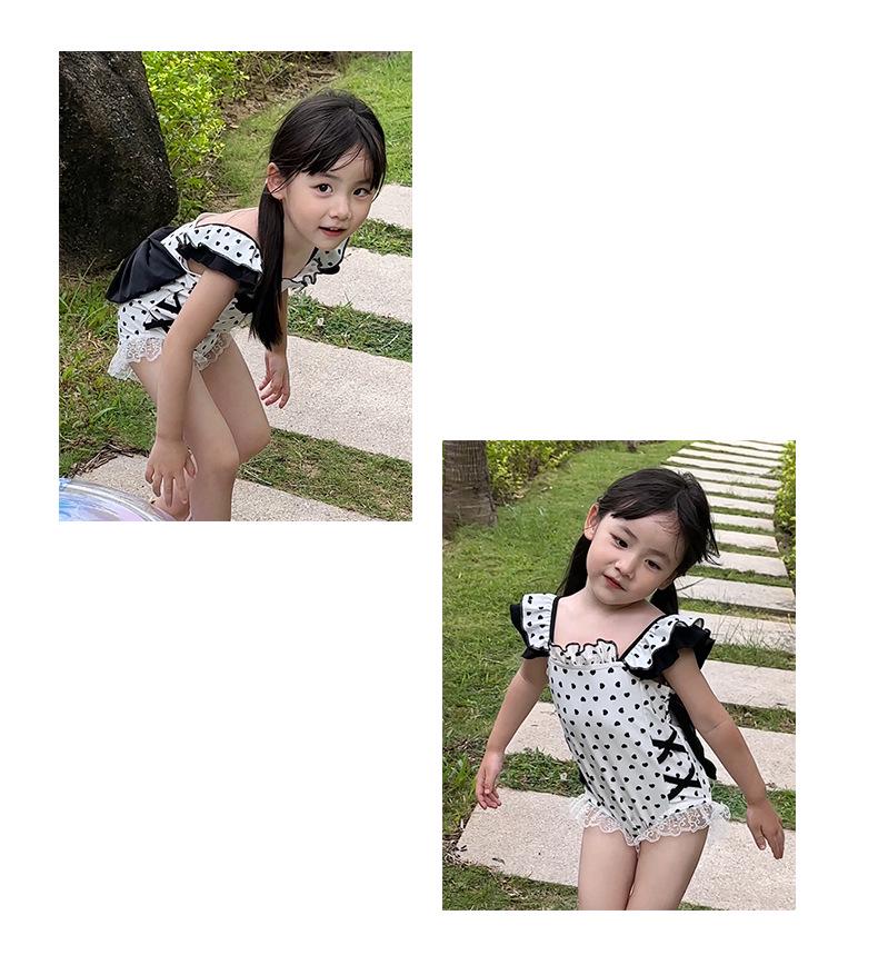 2025 Девочки Черно-белый Слитный Купальник на Бретелях - Модная Купальная Одежда для Отпуска