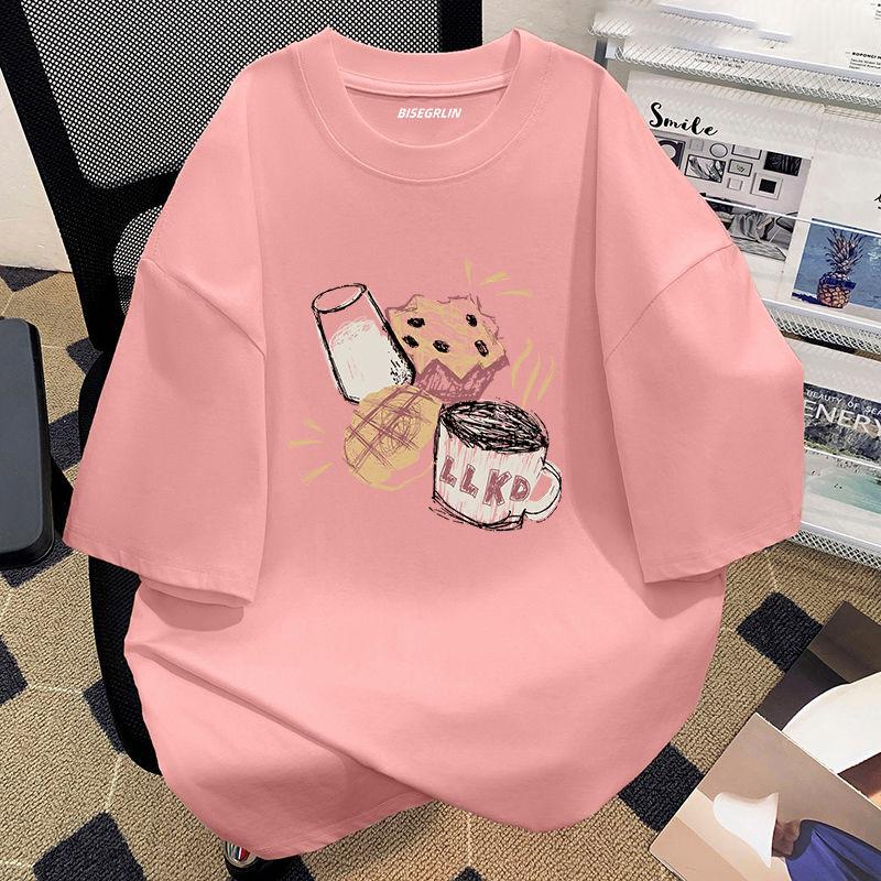 Женская летняя популярная футболка с короткими рукавами из хлопка, дышащая, свободная футболка с принтом, повседневная