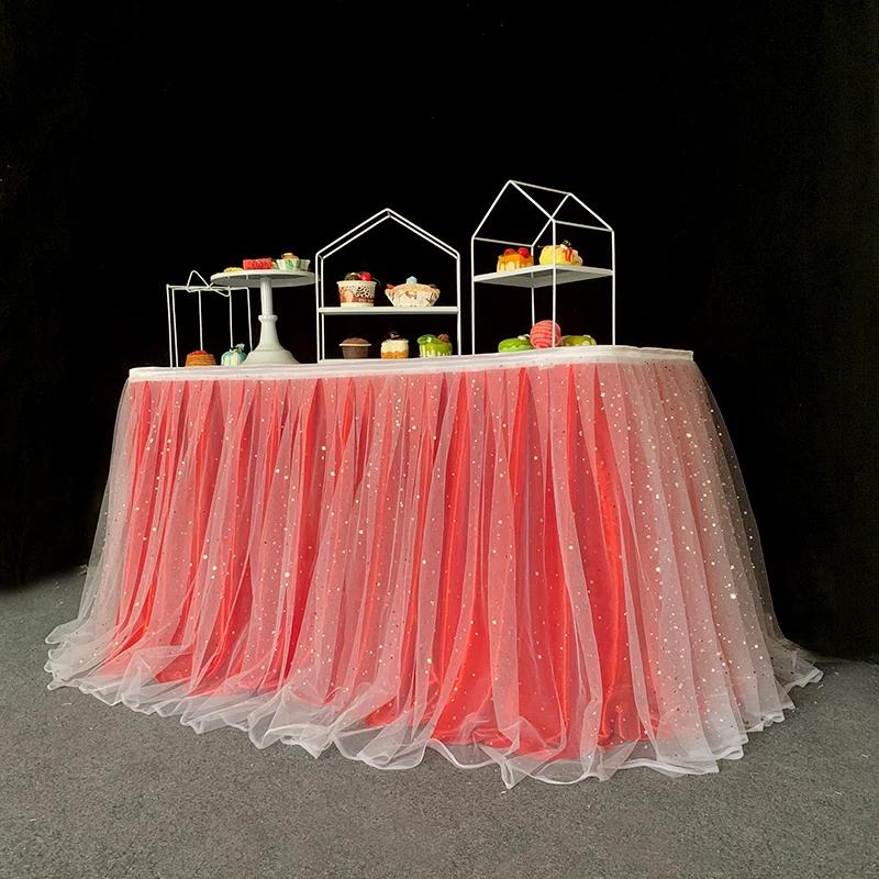 Юбка для стола «Туту», тюль Wonderland, золотисто-коричневый, свадьба, день рождения, детский душ, домашний банкет, вечеринка, украшение