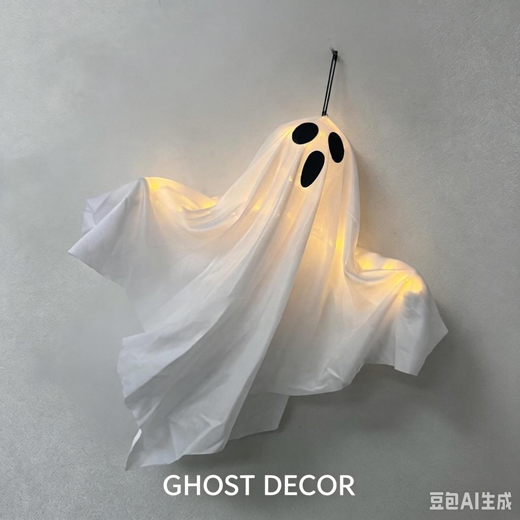 LED Light‑Up Hanging Ghost Halloween Decoration for Outdoor Yard Door Wall Decor