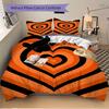 3pcs Orange Heart Pattern Bedding Set, Ideal for Home Use, Suitable for Bedroom Decor (1*Duvet Cover + 1/2*Pillowcases, No Core) yy250821201