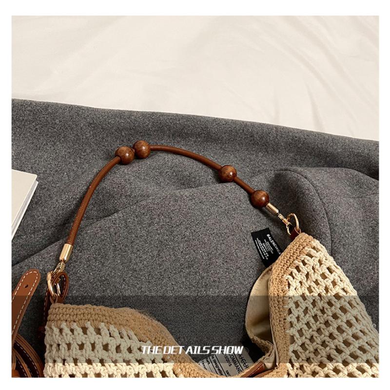 Праздничная плетеная сумка, женская летняя новая модная ажурная вязаная сумка через плечо, большая вместительная сумка для поездок на работу