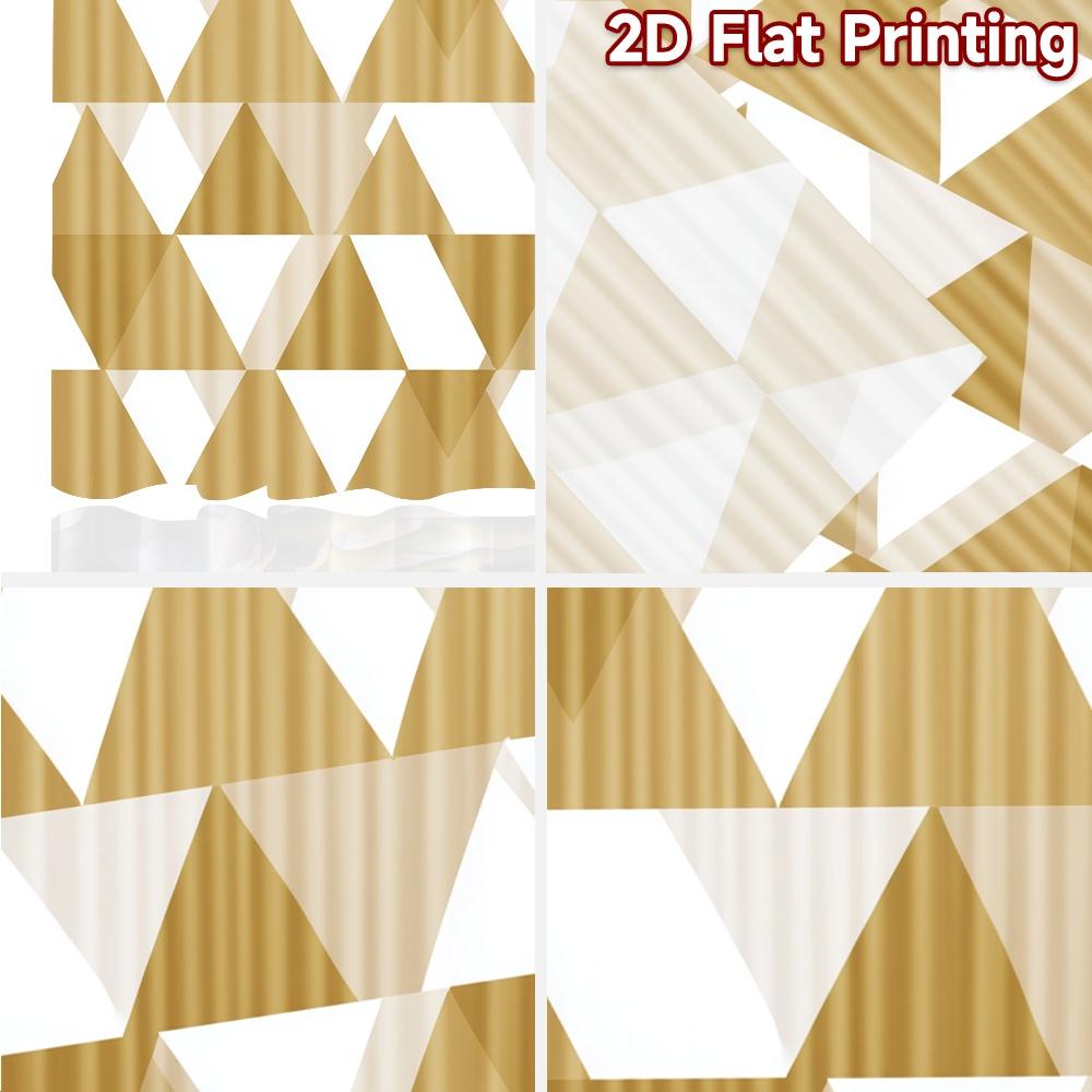 2pcs, 2D FLAT PRINTING Curtains (Without Rod) Golden Geometric Festival Creative Curtains Yarn Curtains Room Decor Use for