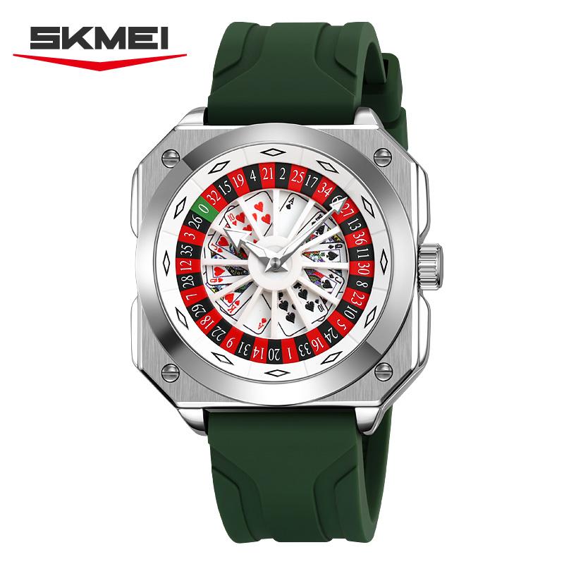 SKMEI 9379 Novel Retro Watch Men's Rotating Dial Silicon Tape Waterproof Luminous Quartz Cool Clock Beautiful relgios masculino